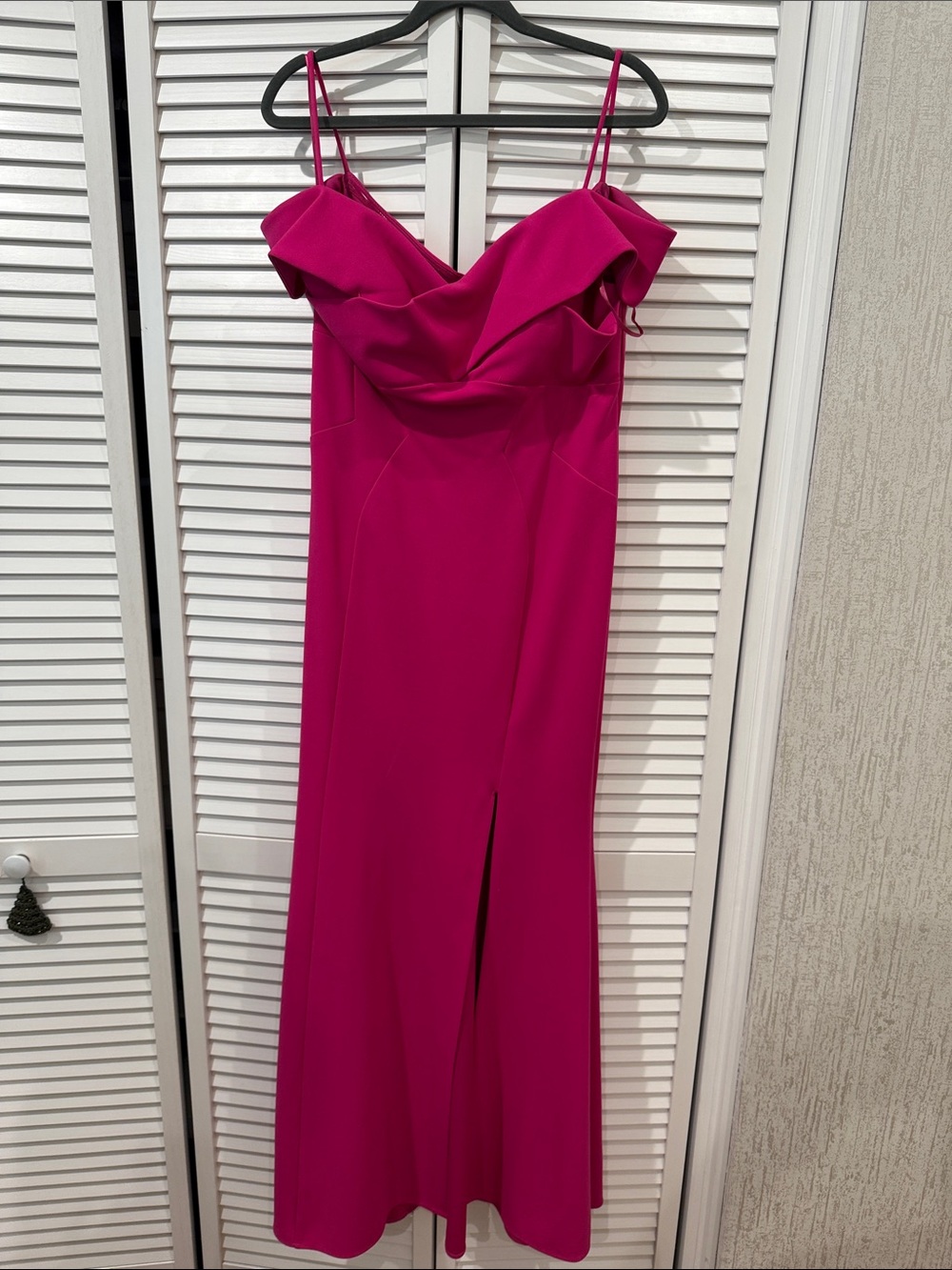 Night Way Collections Fuchsia Strapless Ruffle Gown